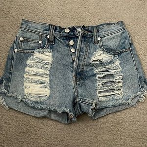 High waisted denim shorts